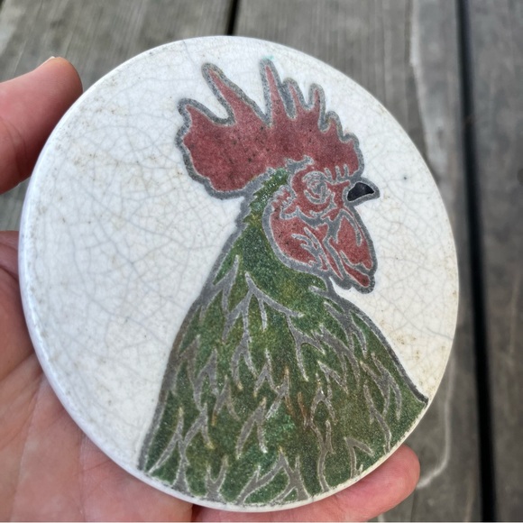J. Dillon Handmade Ceramic Rooster Pottery Coaster - Picture 9 of 10